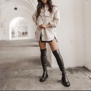 Zara Over The Knee Brown Flat Boots Size 7.5